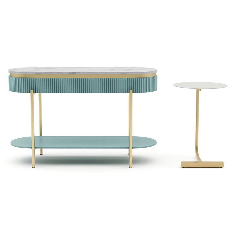 Furniture of America Timi Metal 2-Piece Console Table and Side Table in Green