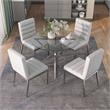 Furniture of America Villanueva 5-Piece Metal Dining Table Set in Chrome