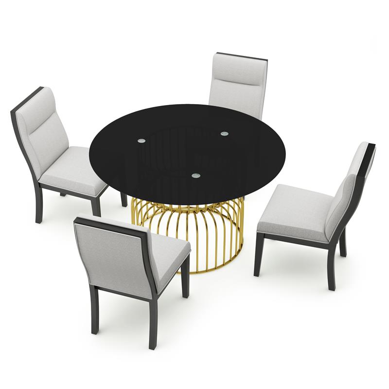 Furniture of America Meza 5-Piece Metal Dining Table Set in Gold and White