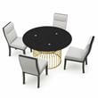 Furniture of America Meza 5-Piece Metal Dining Table Set in Gold and White