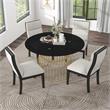 Furniture of America Meza 5-Piece Metal Dining Table Set in Gold and White