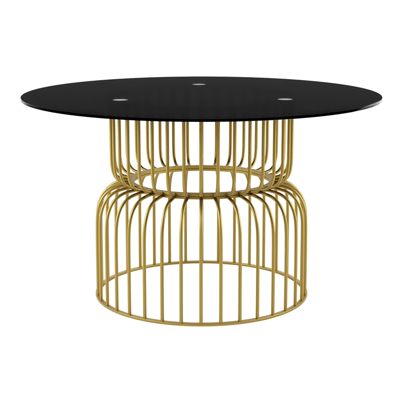 Furniture of America Meza 5-Piece Metal Dining Table Set in Gold and White