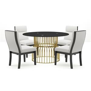 Furniture of America Meza 5-Piece Metal Dining Table Set in Gold and White