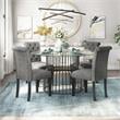 Furniture of America Meza 5-Piece Metal Dining Table Set in Gun Metal and Gray