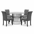 Furniture of America Meza 5-Piece Metal Dining Table Set in Gun Metal and Gray