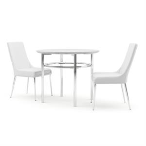 furniture of america chamberlain metal 3-piece dining table set in chrome
