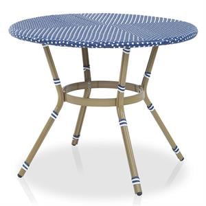 furniture of america hamner french aluminum patio round dining table in blue