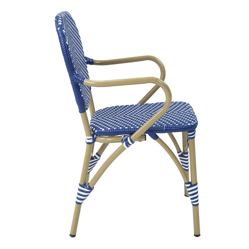 Furniture of America Hamner French Aluminum Patio Armchair in Blue (Set of 2)