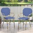 Furniture of America Hamner French Aluminum Patio Armchair in Blue (Set of 2)