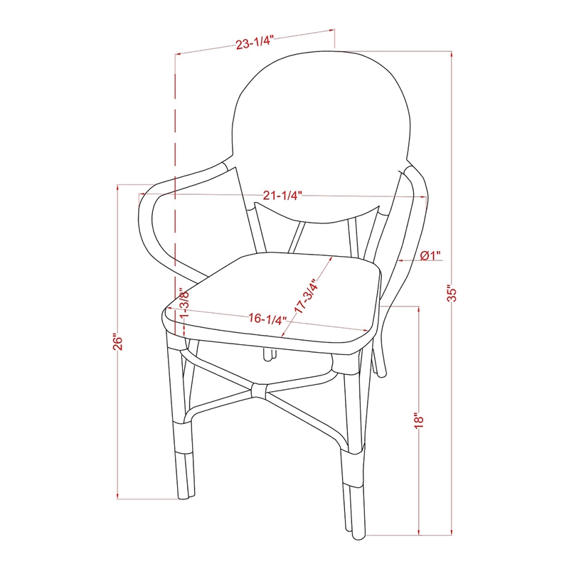 Furniture of America Hamner French Aluminum Patio Armchair in Blue (Set of 2)