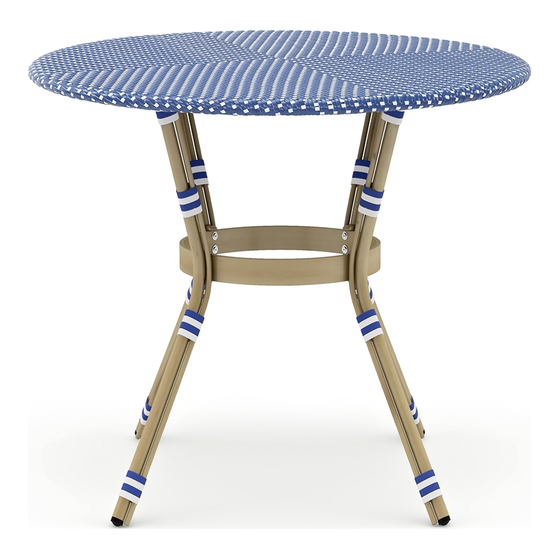 Furniture of America Reo French Aluminum Patio Counter Dining Table in Blue