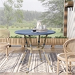 Furniture of America Reo French Aluminum Patio Counter Dining Table in Blue