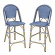 Furniture of America Reo Aluminum Patio Counter Dining Chair in Blue (Set of 2)