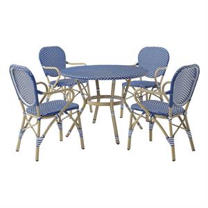 furniture of america hamner french aluminum 5-piece patio dining set in blue