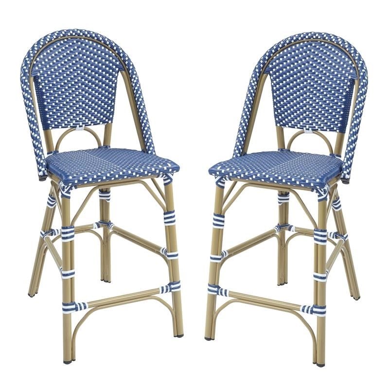 Furniture of America Reo Aluminum 5-Piece Patio Counter Dining Set in Blue