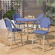 Furniture of America Reo Aluminum 5-Piece Patio Counter Dining Set in Blue