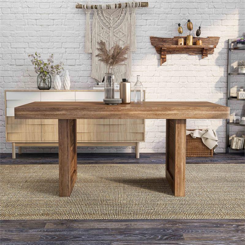 Furniture of America Blax Rustic Solid Wood Dining Table in Natural Tone
