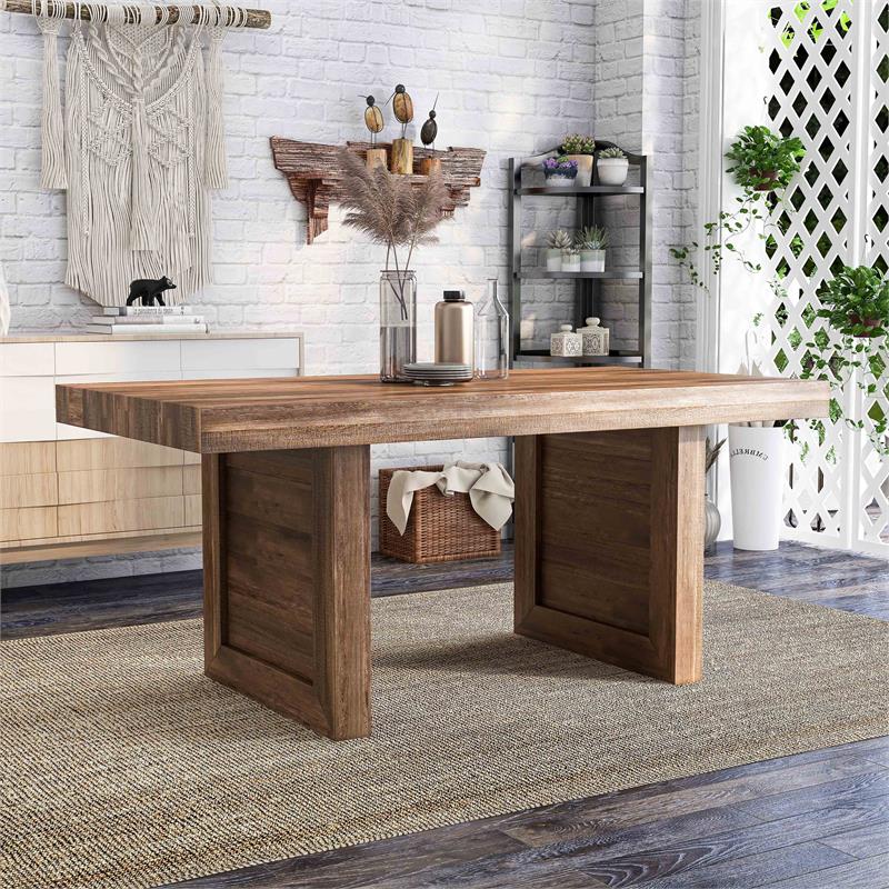 Furniture of America Blax Rustic Solid Wood Dining Table in Natural Tone