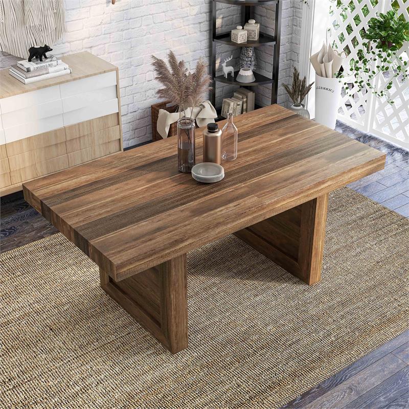 Furniture of America Blax Rustic Solid Wood Dining Table in Natural Tone