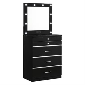 furniture of america lita contemporary wood vanity chest with mirror
