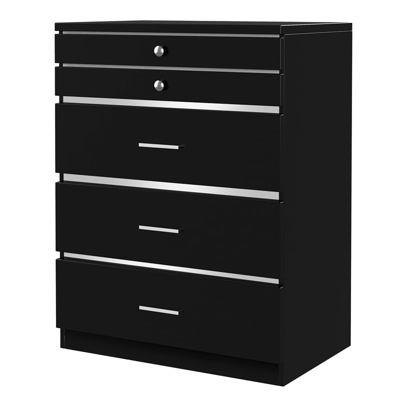 Furniture of America Lita Contemporary Wood Vanity Chest with Mirror in Black
