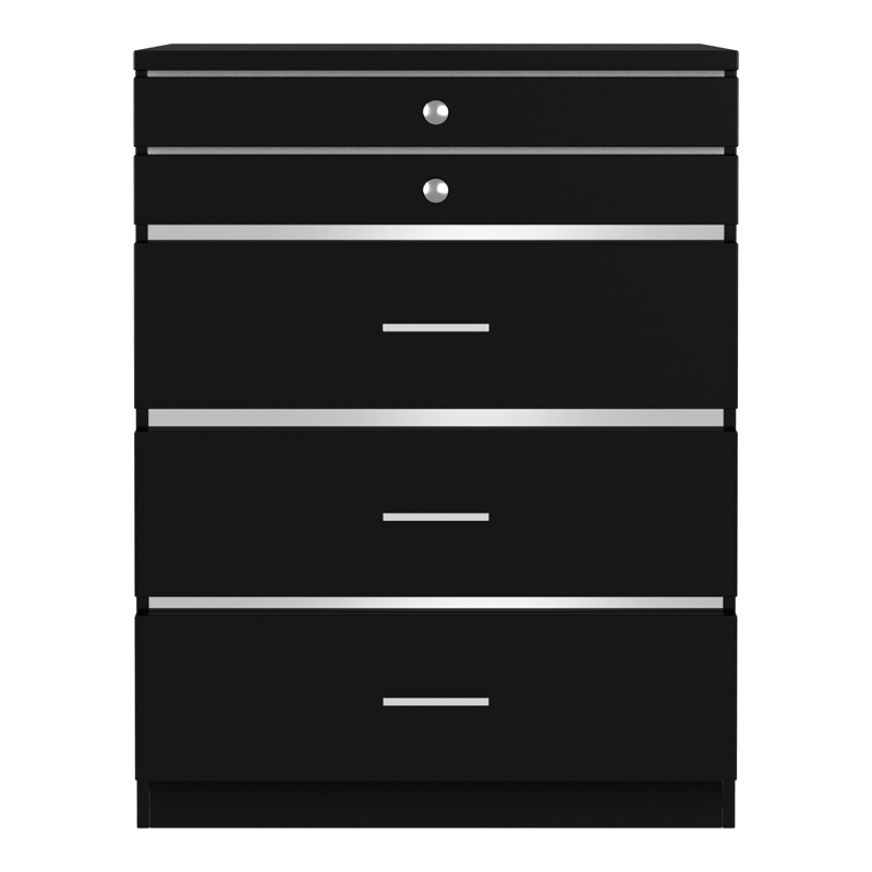 Furniture of America Lita Contemporary Wood Vanity Chest with Mirror in Black