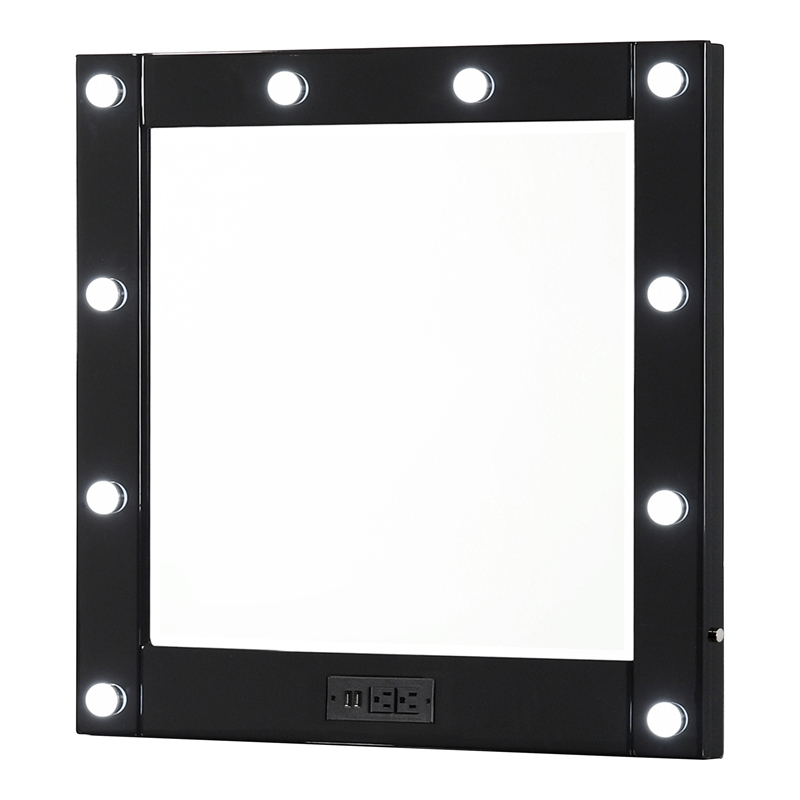 Furniture of America Lita Contemporary Wood Vanity Chest with Mirror in Black