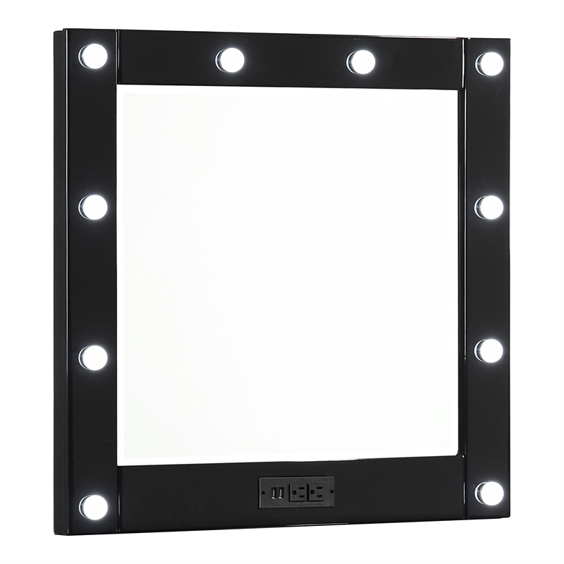 Furniture of America Lita Contemporary Wood Vanity Chest with Mirror in Black