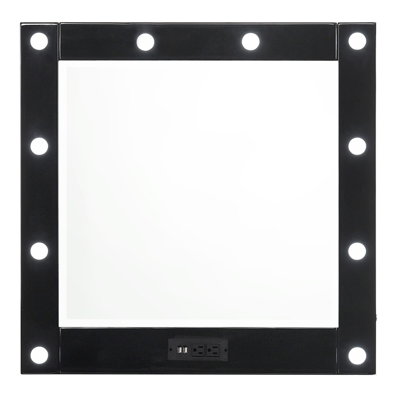 Furniture of America Lita Contemporary Wood Vanity Chest with Mirror in Black