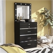 Furniture of America Lita Contemporary Wood Vanity Chest with Mirror in Black