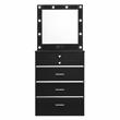 Furniture of America Lita Contemporary Wood Vanity Chest with Mirror in Black