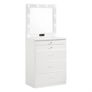 furniture of america lita contemporary wood vanity chest with mirror