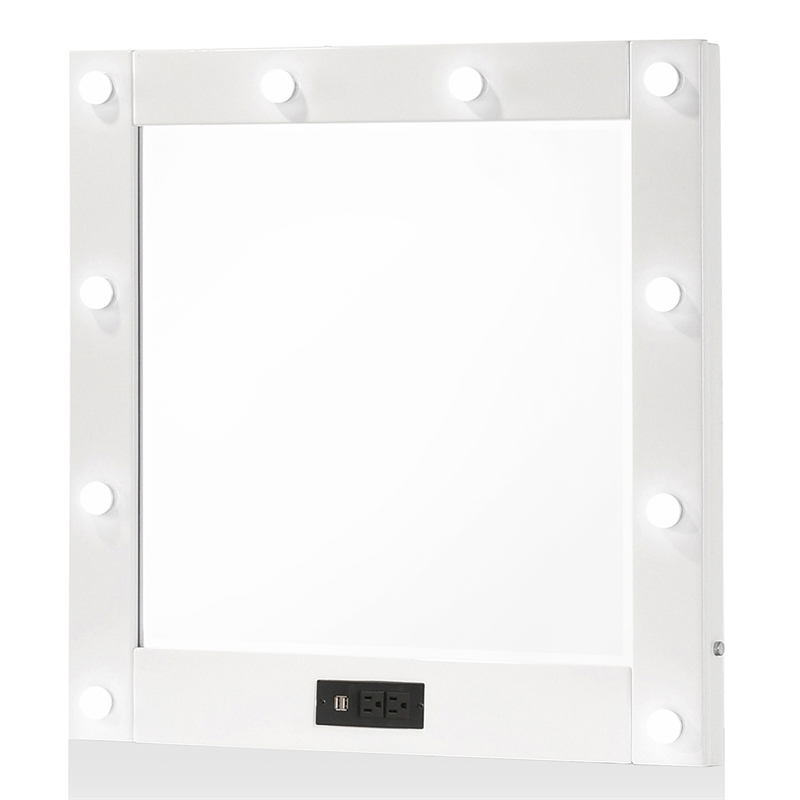 Furniture of America Lita Contemporary Wood Vanity Chest with Mirror in White