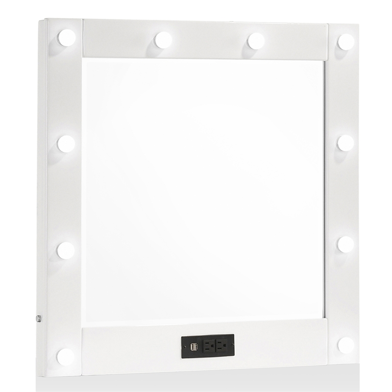 Furniture of America Lita Contemporary Wood Vanity Chest with Mirror in White