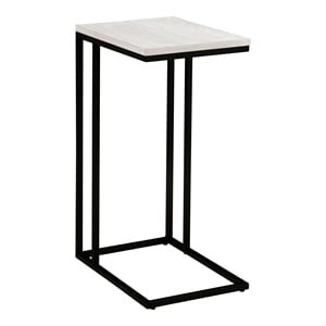 Furniture of America Vidan Rustic Metal C-Shaped Side Table in Antique White