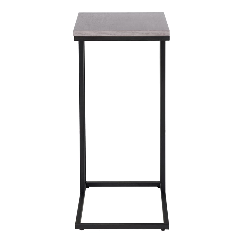 Furniture of America Vidan Rustic Metal C-Shaped Side Table in Antique White