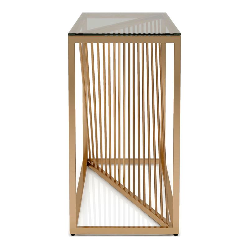 Furniture of America Lesto Contemporary Glass Top Console Table in Gold