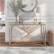 Furniture of America Lesto Contemporary Glass Top Console Table in Gold
