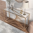 Furniture of America Lesto Contemporary Glass Top Console Table in Gold