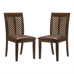 furniture of america ganfer wood padded dining chair in walnut (set of 2)