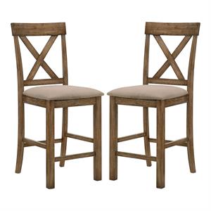 furniture of america lonea wood padded counter height chair in oak (set of 2)