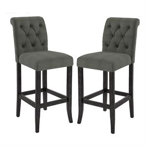 furniture of america tummel rustic fabric tufted bar chair in gray (set of 2)