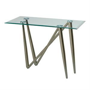 furniture of america nelligan contemporary glass top console table in champagne