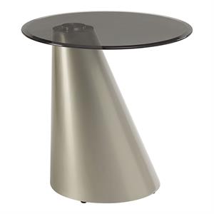 furniture of america labrador contemporary glass top end table in champagne
