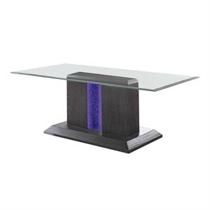 furniture of america syracuse wood and glass coffee table with led light in gray