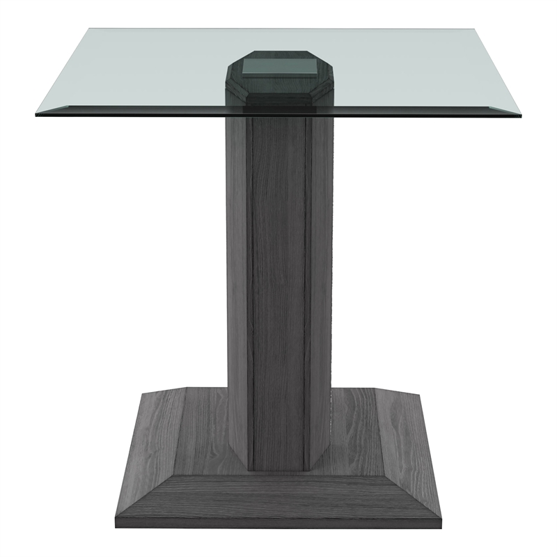 Furniture of America Syracuse Wood and Glass End Table with LED Light in Gray