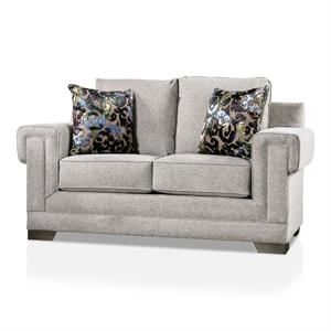 furniture of america rocke chenille upholstered loveseat in light gray