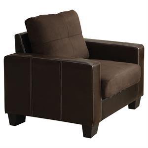furniture of america sayorni microfiber tufted chair in chocolate