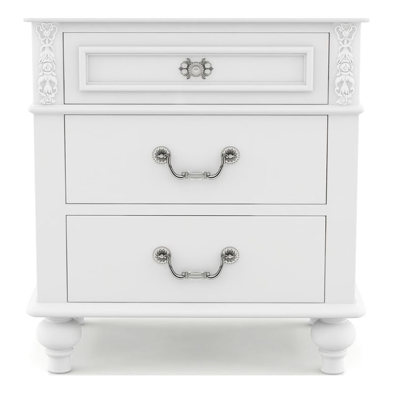 Furniture of America Mondu Traditional Wood Kids Nightstand with USB in White