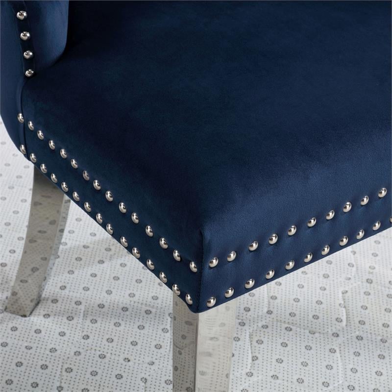 Furniture of America Swata Fabric Tufted Dining Chair in Blue (Set of 2)